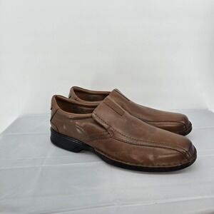 Clarks Mens Escalade Step Loafers Casual Slip On Brown Leather 15M 49.5EU New